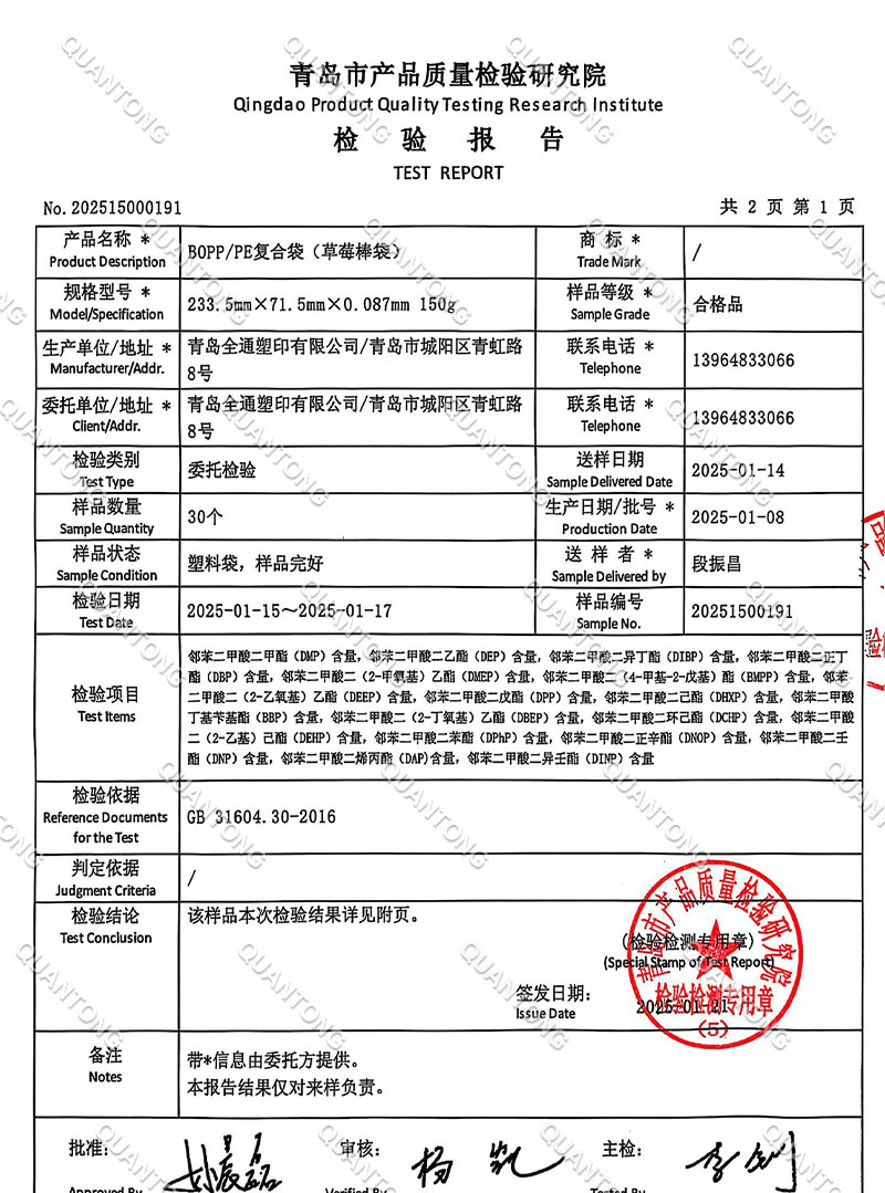 First Quarter 2025 Plasticizer Testing Report
